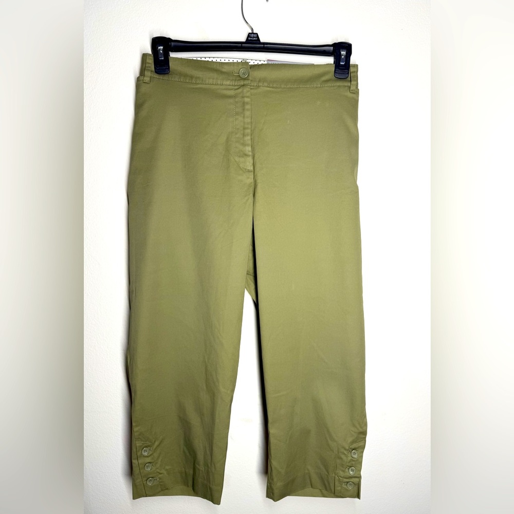 Talbots Cotton/Spandex Perfect Crop Pants Curvy Button Detail Plus Size Petite